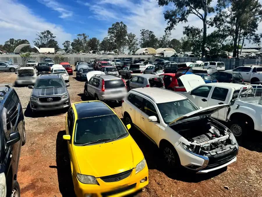 A wide view of the Willawong yard with vehicles ready for assessment