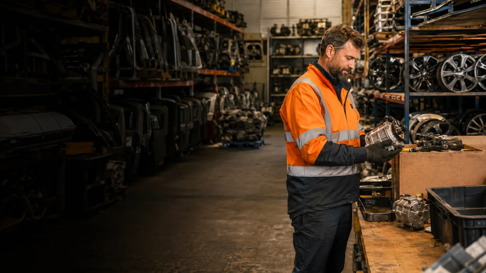 Organised used auto parts warehouse at A1 National Auto Parts Brisbane